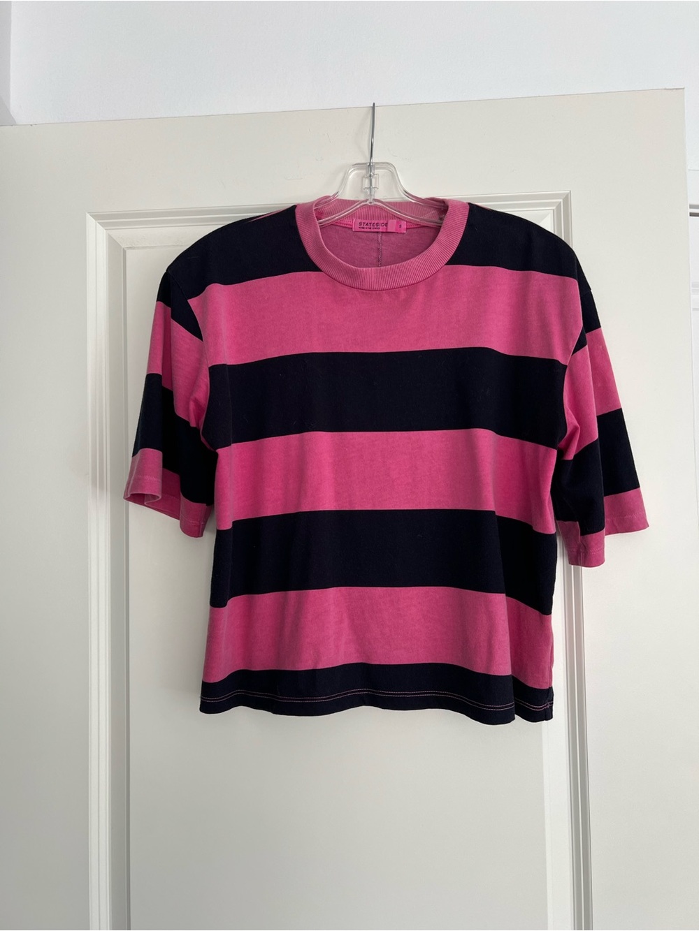 Stateside Wide Stripe Tee in Pink and Black
